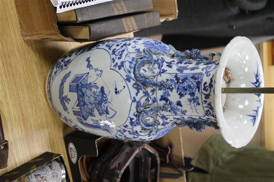 A Chinese blue and white vase, height 45cm